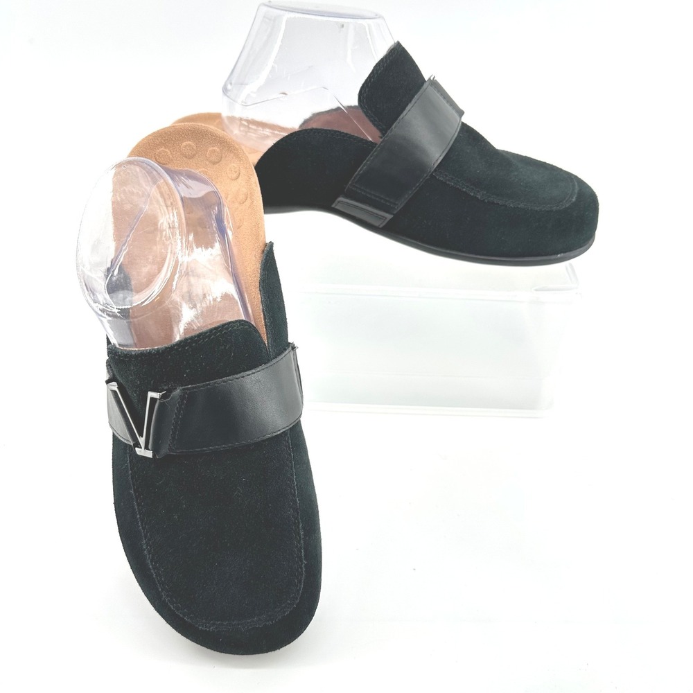 Vionic Maude Mules Women 10 Black Suede Orthotic Slip On Shoes TVW5436